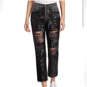 Frame sequin black denim jeans